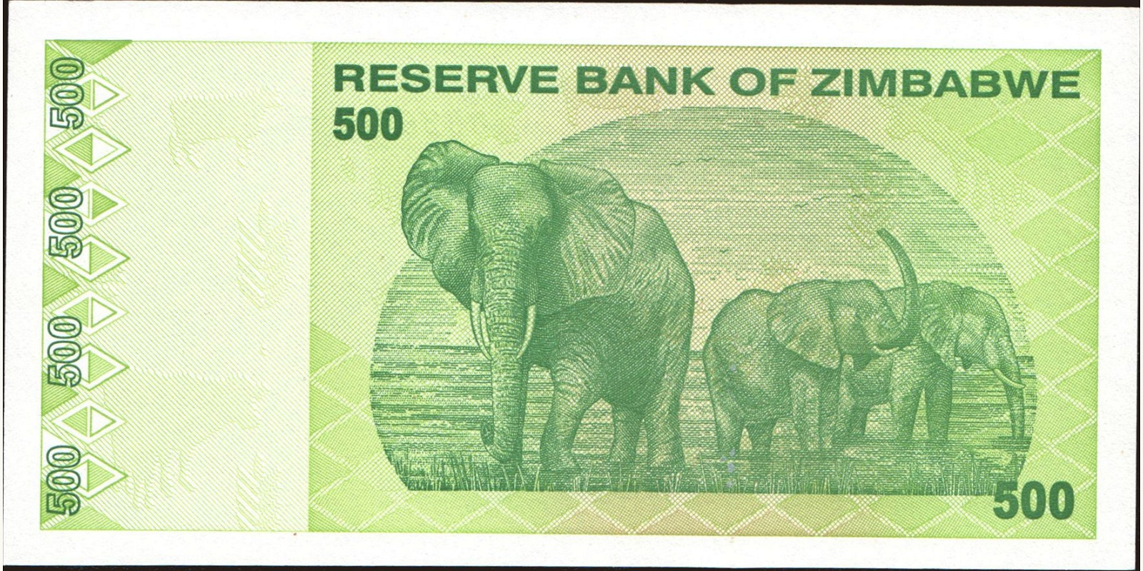 500 dollars Zimbabwe 2009 — Back side