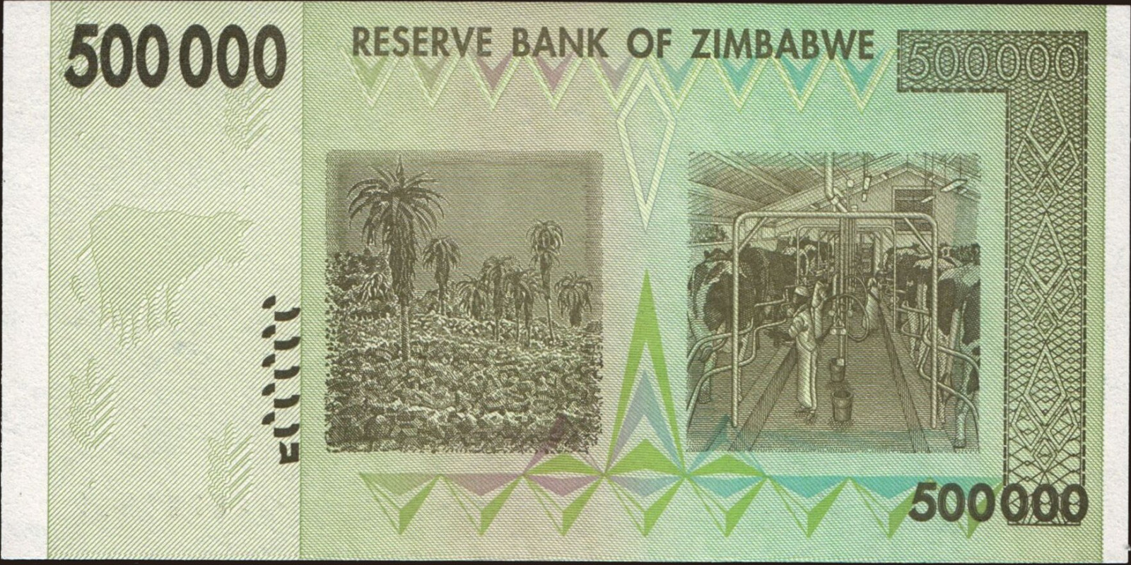 500000 dollars Zimbabwe 2008 — Back side