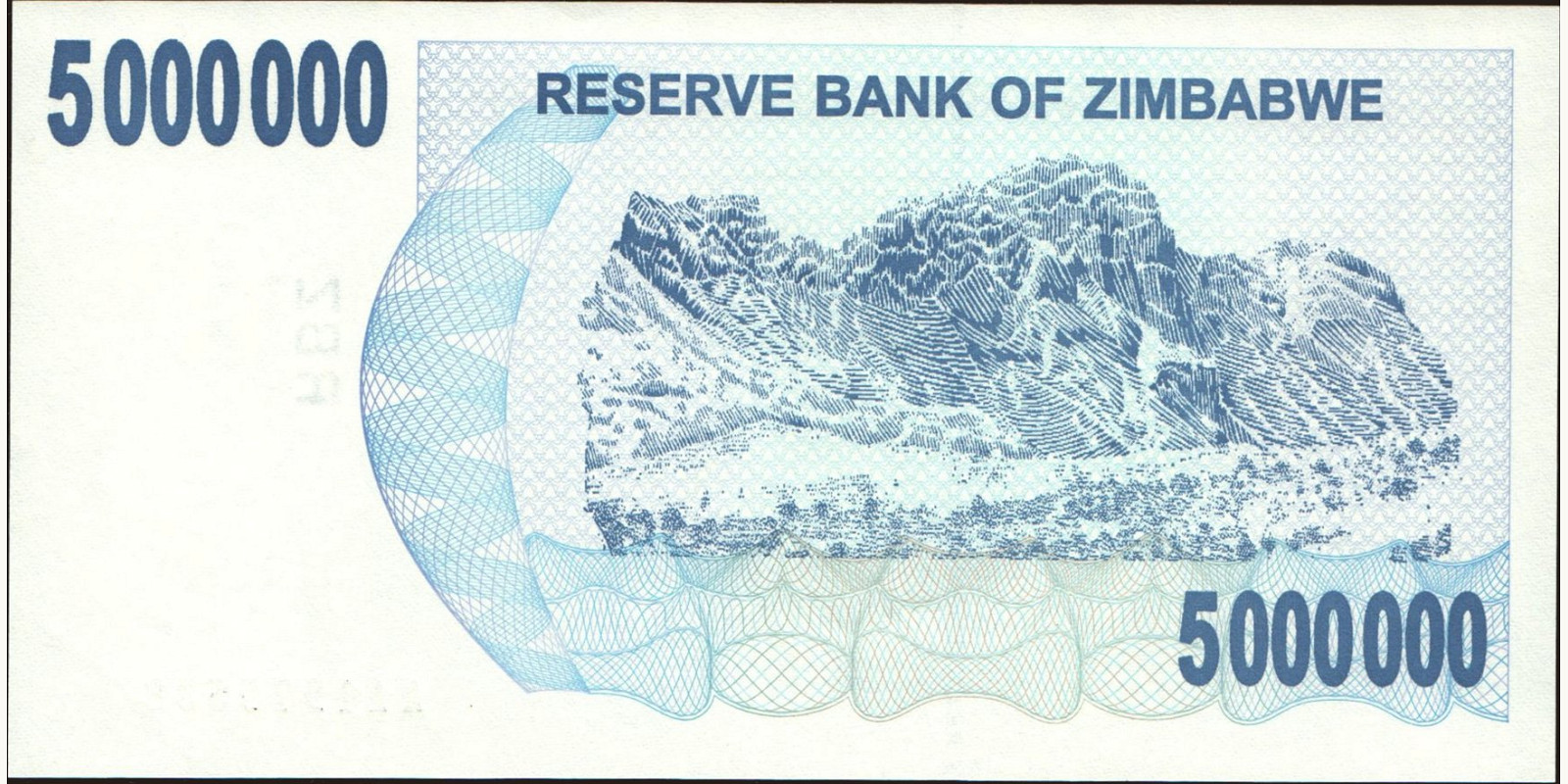 5000000 dollars Zimbabwe 2008 — Back side