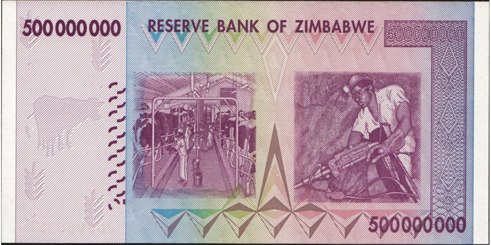 500000000 dollars Zimbabwe 2008 — Back side