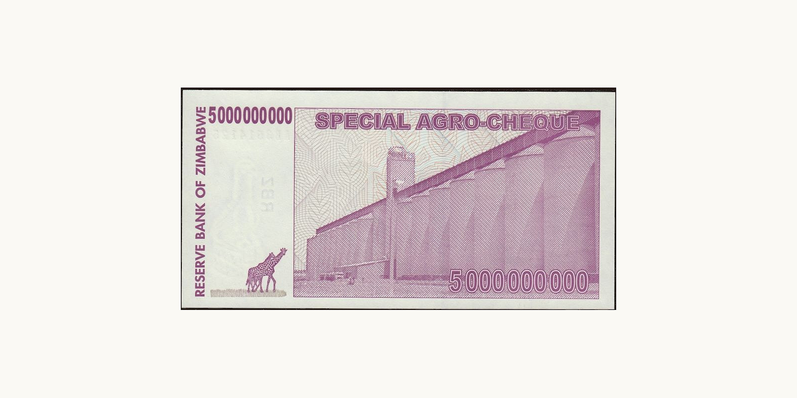 5000000000 dollars Зимбабве 2008 — Оборотная сторона