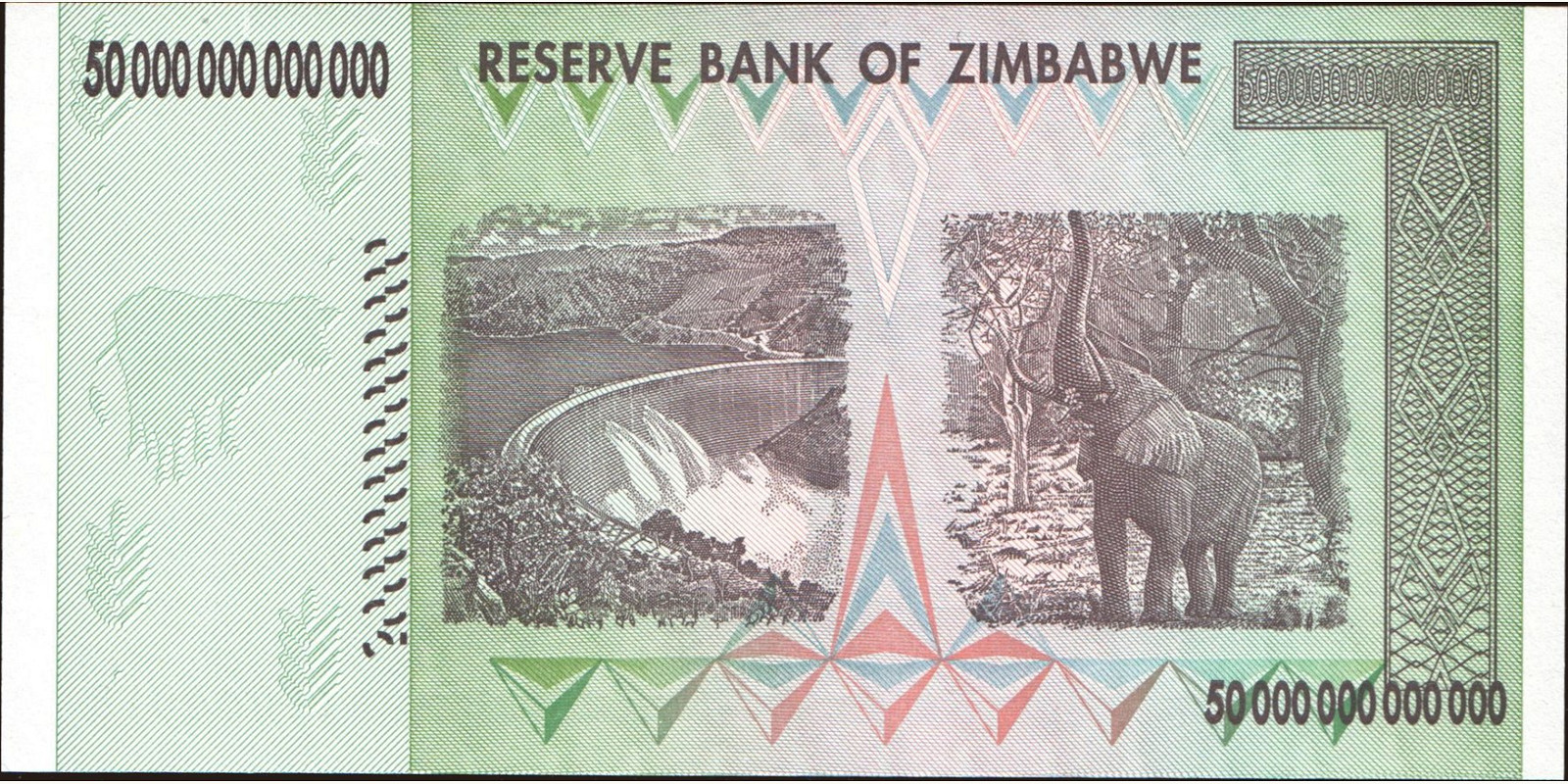 50000000000000 dollars Зимбабве 2008 — Оборотная сторона