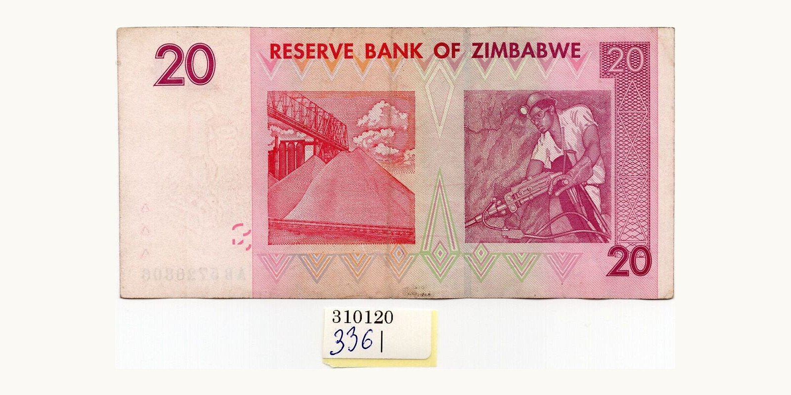 20 dollars Зимбабве 2007 — Оборотная сторона