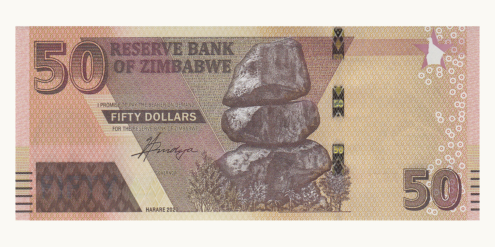 50 dollars Зимбабве 2020 — Лицевая сторона