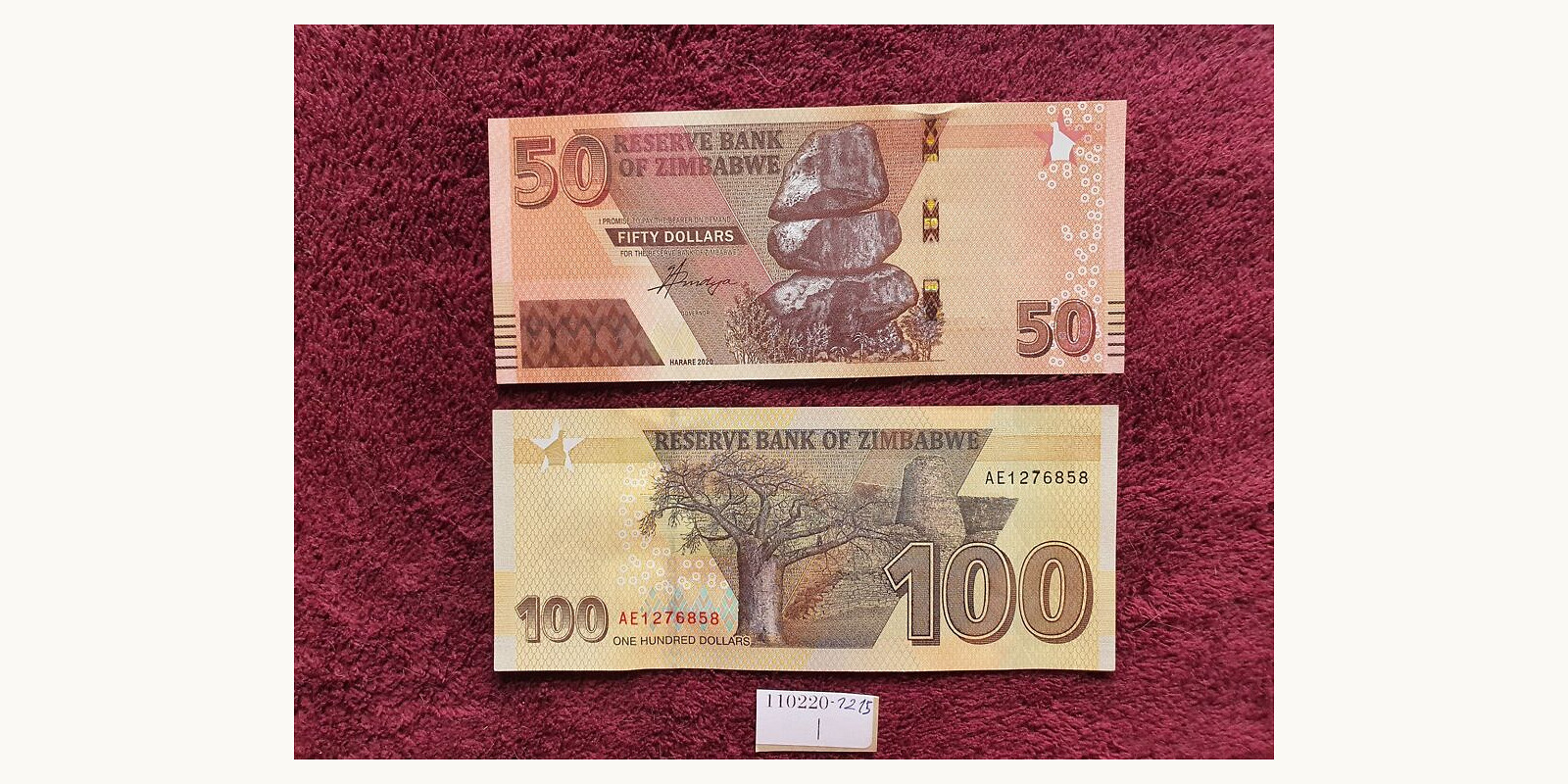 100 dollars Зимбабве 2020 — Оборотная сторона